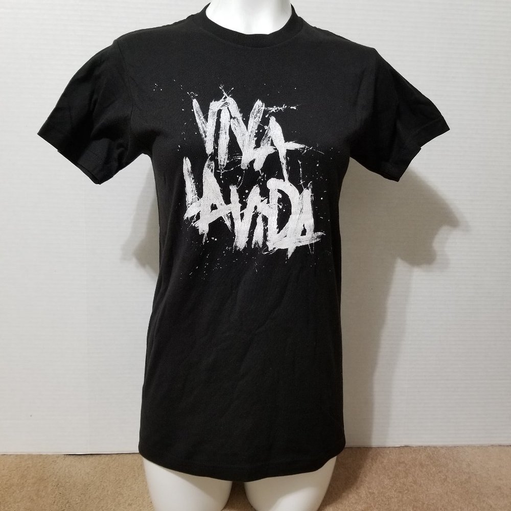 Coldplay shirt Small Viva La Vida logo slogan black graphic band merch